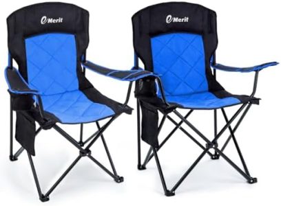 EMERIT 2 Pack Oversized Padded Camping Chair, 350LB Heavy Duty Quad Fold Chair with Arms, Collapsible Outdoor Chairs with Lumbar Back & Cup Holder - Image 2