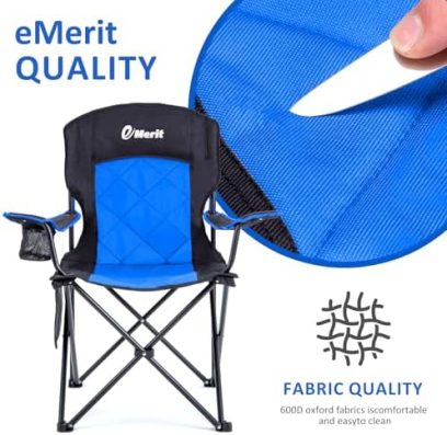 EMERIT 2 Pack Oversized Padded Camping Chair, 350LB Heavy Duty Quad Fold Chair with Arms, Collapsible Outdoor Chairs with Lumbar Back & Cup Holder - Image 7