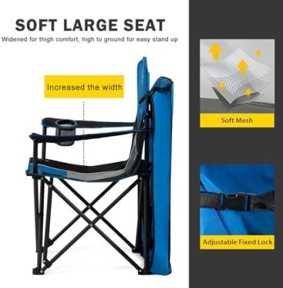 FAIR WIND Oversized Camping Lounge Chair with Adjustable Shade Canopy for Outdoor Sports - Support 350 LBS Heavy Duty Fold Quad Chair Arm Chair - Image 4
