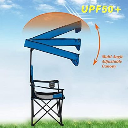 FAIR WIND Oversized Camping Lounge Chair with Adjustable Shade Canopy for Outdoor Sports - Support 350 LBS Heavy Duty Fold Quad Chair Arm Chair - Image 5
