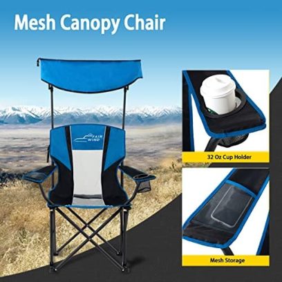 FAIR WIND Oversized Camping Lounge Chair with Adjustable Shade Canopy for Outdoor Sports - Support 350 LBS Heavy Duty Fold Quad Chair Arm Chair - Image 6