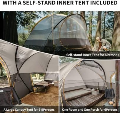 Naturehike KOTA 4/6/8 Person Camping Tent, Double Layer Waterproof 4 Person 6 Person 8 Person Tents for Camping, Large and Tall Family Tent with Vestibules Porch - Image 5
