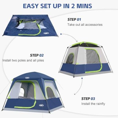 UNP 2/4/6/8 Person Tent, Portable Cabin Tent, Camping Tent 4-Person Easy Set Up, Waterproof with Top Rainfly for Outdoor Camping/Hiking - Image 5
